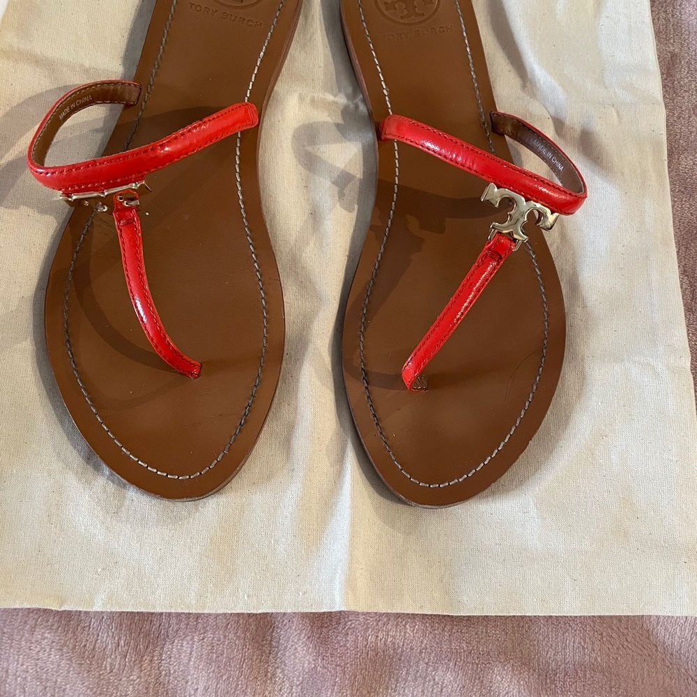 Coral “Tory Burch” flip flops